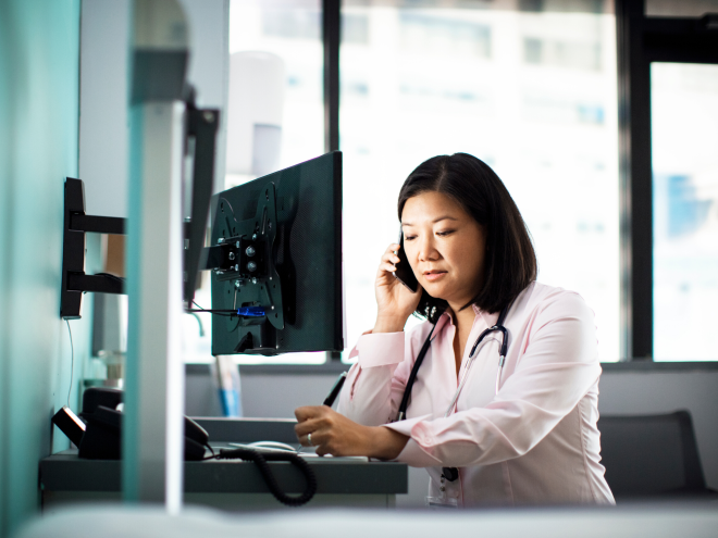 Doctor on the phone Doctor on the phone